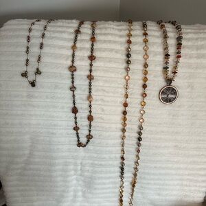 Elegant Multi-Color Beaded Necklaces - Brown Tones (qty 4)